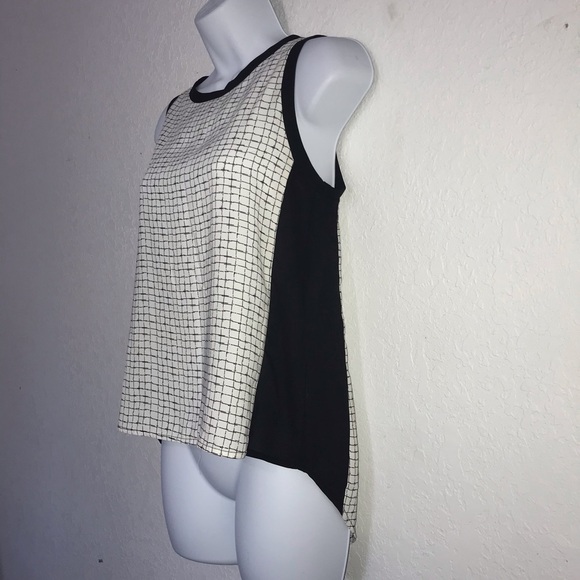 2/$20 Monteau Sleeveless Black White Plaid? Top XS - Picture 3 of 7